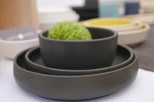 Nesting porcelain plate set on display at Renegade Craft Fair
